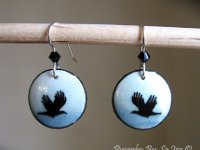 Two Crows Joy Earrings Pysanky Eggshell Jewelry by So Jeo : pysanky pysanka ukrainian easter egg batik art eggshell jewelry pendants earrings drop dangle etched flowers gift women accessories accessory pendant necklace bail crystal finding sterling silver filled sojeo flowers celtic purple white red pink brown green purple orange cream burgundy magenta teal turqoise crows crow blue black so jeo art handmade